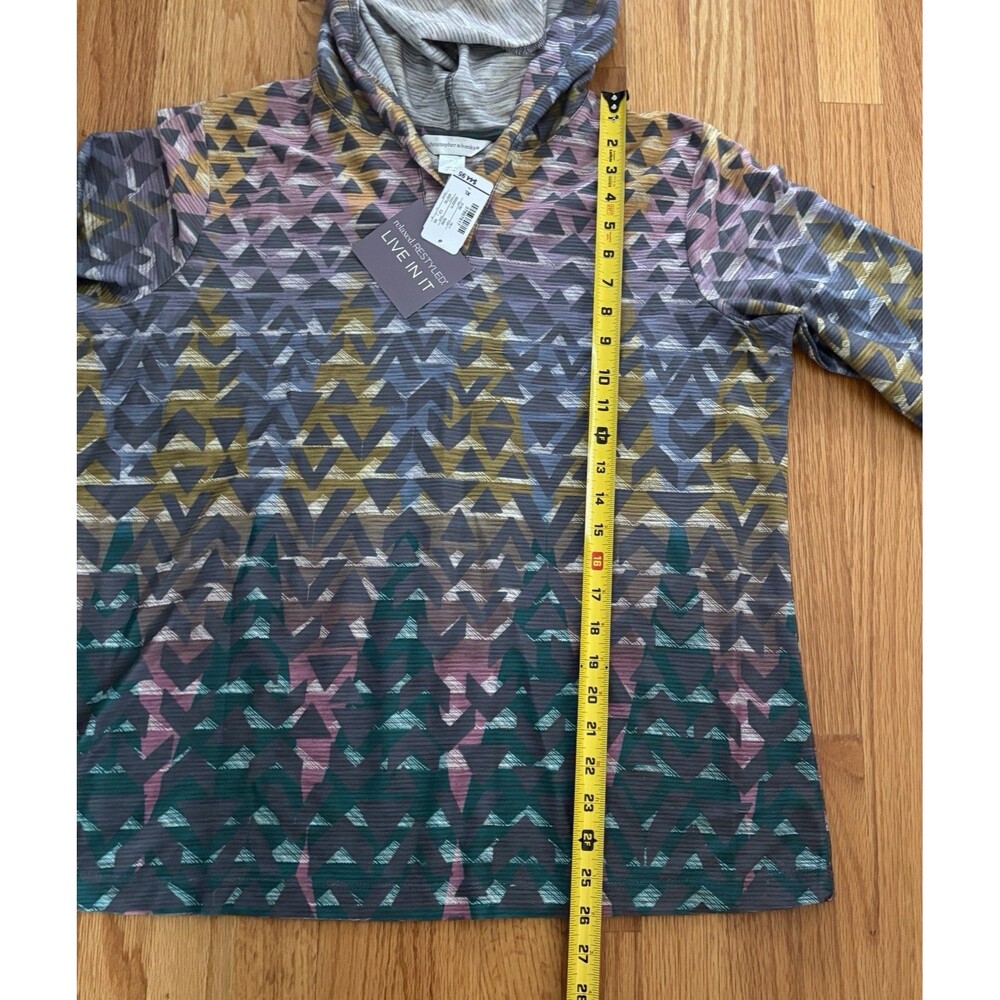 Christopher & Banks Hoodie Women’s XL Multicolor Geometric Lightweight Retro NWT - Picture 4 of 9
